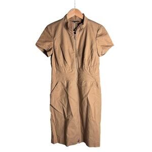 Lafayette 148 New York Zip Front Fitted Dress Tan Size 6